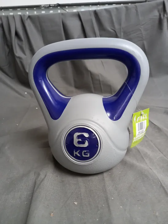 URBAN FITNESS 6KG VINYL KETTLEBEL IN GREY/BLUE