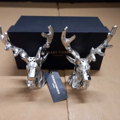 CULINARY CONCEPTS METAL STAG SALT & PEPPER SHAKERS