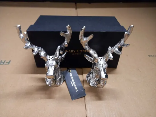 CULINARY CONCEPTS METAL STAG SALT & PEPPER SHAKERS