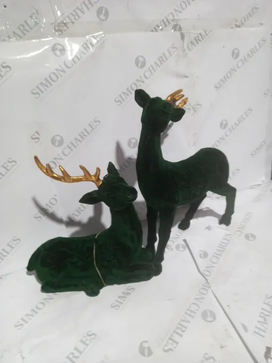 BOXED ALISON CORK SET OF 2 VELVET HENRY STAGS