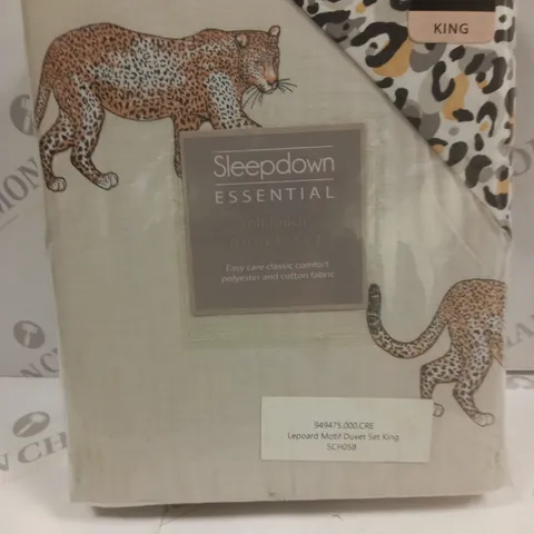 SLEEPDOWN LEOPARD MOTIF KING DUVET SET