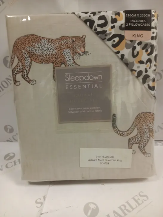 SLEEPDOWN LEOPARD MOTIF KING DUVET SET