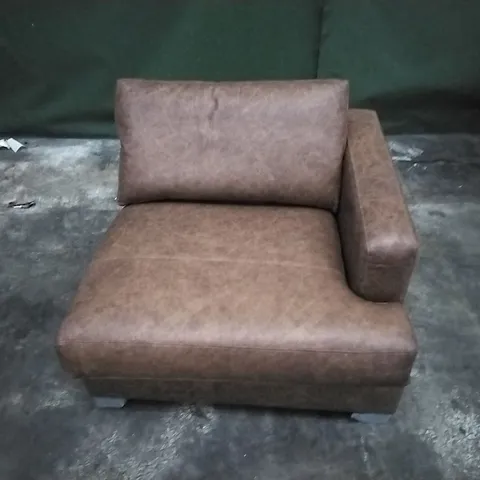 QUALITY BRITISH DESIGNED LOUNGE CO BROWN LEATHER SOFA SECTION