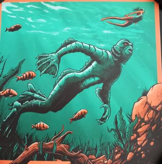 CREATURE FROM THE BLACK LAGOON GILL-MAN MOVIE FILM POSTER ART PRINT SIGNED BY MARK BELL