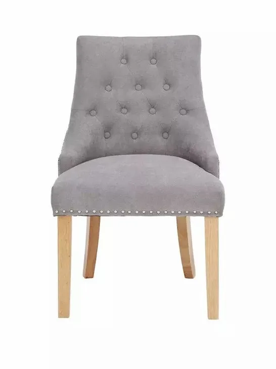 BOXED PAIR OF WARWICK DINING CHAIRS - GREY/OAK EFFECT (1 BOX) RRP £229