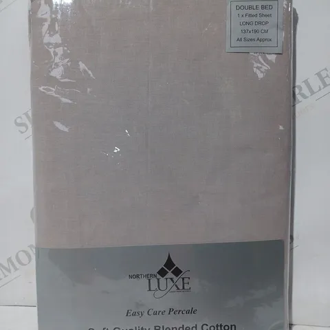 NORTHERN LUXE EASY CARE PERCALE FITTED SHEET IN SALMON PINK - DOUBLE SIZE