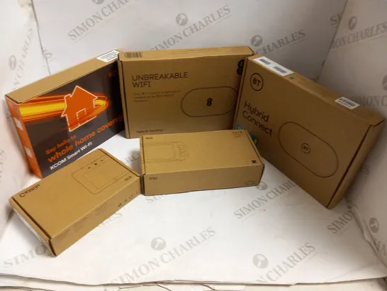 APPROXIMATELY 10 ASSORTED ELECTRICAL PRODUCTS TO INCLUDE; EE HYBRID CONNECT, BT HYBRID CONNECT, KENSINGTON MOUSE IN A BOX AND UTILIA TRIO