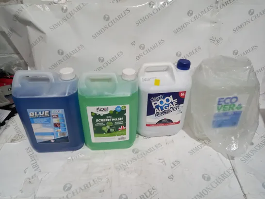 4 ASSORTED LIQUID ITEMS TO INCLUDE TOILET CLEANSER, SCREEN WASH, POOL ALGAE REMOVER, LAUNDRY DETERGENT - COLLECTION ONLY 