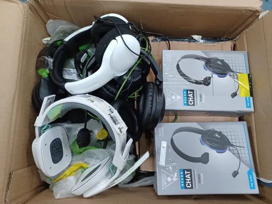 APPROXIMATELY 11 HEADSETS FROM BRANDS SUCH AS TURTLE BEACH, SONY, ASTRO GAMING, ETC