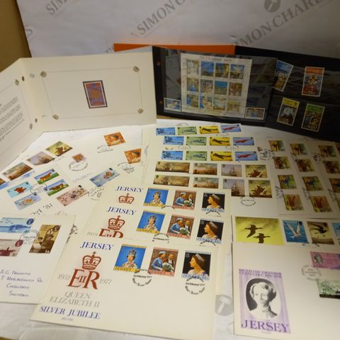 LOT OF 50 PAGES OF JERSEY/GUERNSEY/ISLE OF MAN STAMPS
