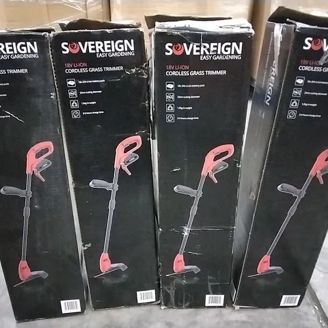 LOT OF 4 BOXED SOVEREIGN 18V CORDLESS GRASS TRIMMERS