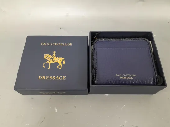 PAUL COSTELLOE BRAIDED LEATHER SMALL BOXED PURSE IN NAVY