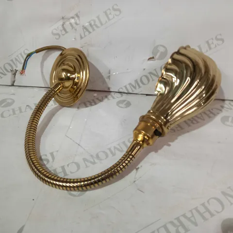 PAIR OF BRASS EFFECT SHELL WALL LIGHT