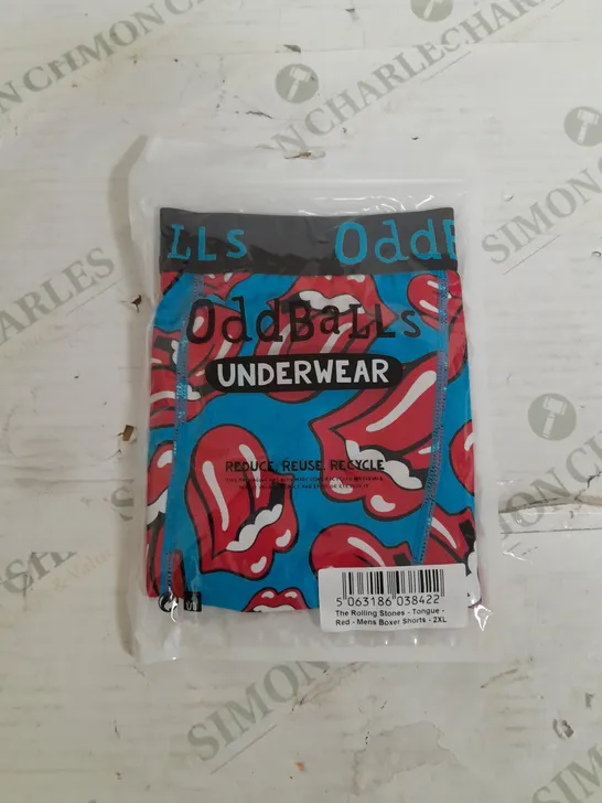 SEALED ODDBALLS UNDERWEAR THE ROLLING STONES TONGUE RED - MENS BOXER SHORTS - 2XL