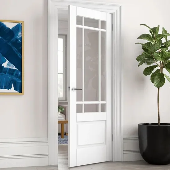 BOXED DOWNHAM CLEAR BEVELLED GLAZED PRIME INTERIOR DOOR IN WHITE// SIZE: 35MM X 78" X 34"