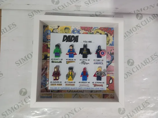 FRAMED FATHERS DAY SUPERHERO LEGO FIGURE DECORATION