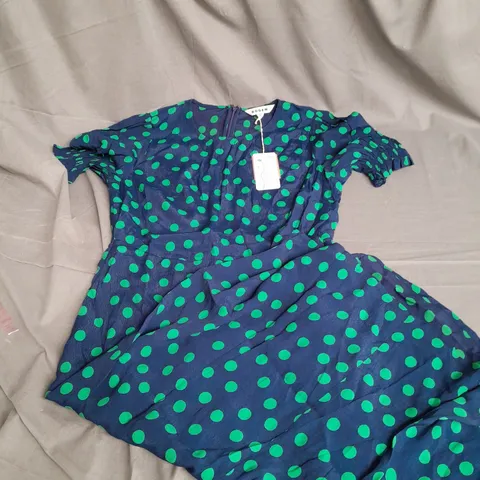 BODEN UK 10R BLUE/GREEN POKER DOT DRESS 