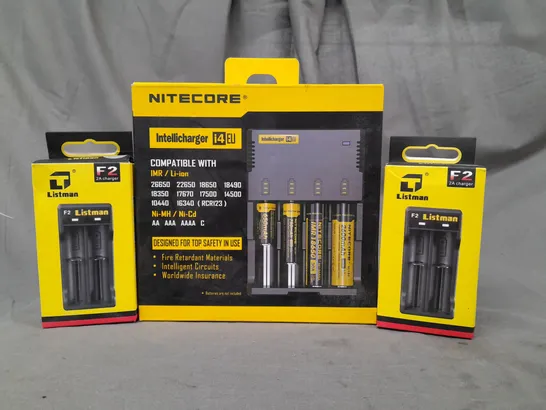 BOX OF APPROXIMATELY 20 ASSORTED BATTERY CHARGERS TO INCLUDE NITECORE, LISTMAN, ETC - COLLECTION ONLY