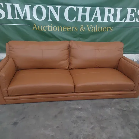 DESIGNER FOUR SEATER SOFA TAN LEATHER 