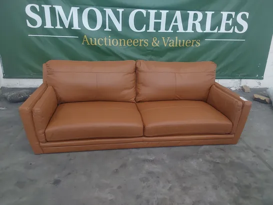 DESIGNER FOUR SEATER SOFA TAN LEATHER 