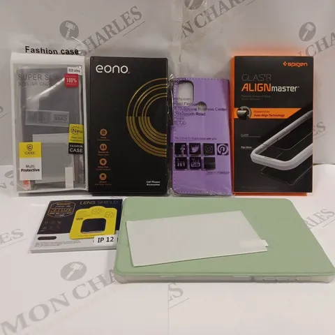 BOX OF ASSORTED MOBILE SCREEN PROTECTORS, PHONE CASES AND LENS SHIELD