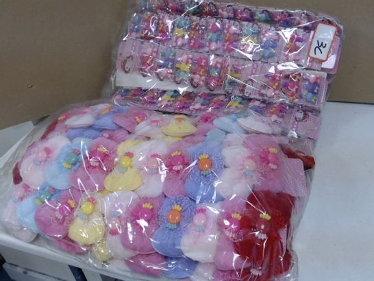 BOX OF CHILDS HAIR ACCESSORIES - BRIGHT COLOURS