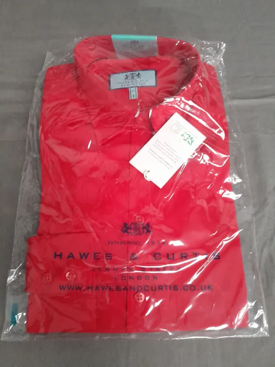 BAGGED HAWES & CURTIS RED LONG SLEEVE SHIRT - UK 8