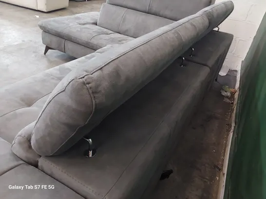 QUALITY ITALIAN DESIGNER POWER RECLINING CHAISE SOFA GREY SUEDE