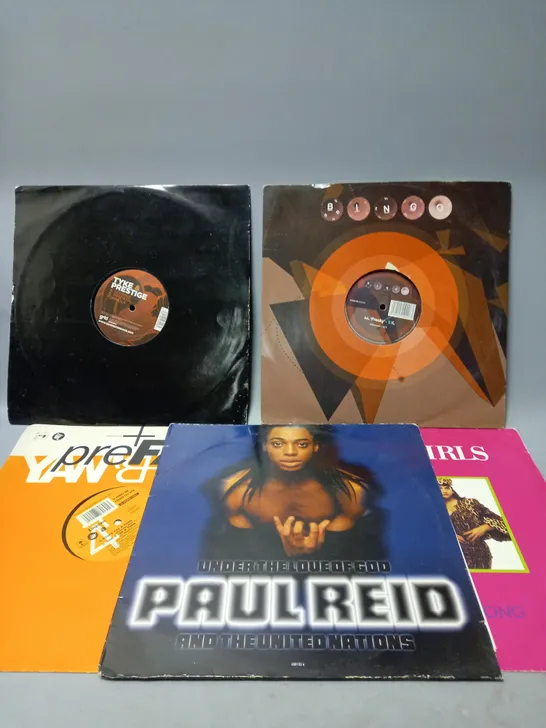 10 ASSORTED VINYL RECORDS TO INCLUDE THE COVER GIRLS WE CANT GO WRONG, UNDER THE LOUE OF GOD PAUL REED AND THE UNITED NATIONS, BINGO AA. 'FREAKY', ETC