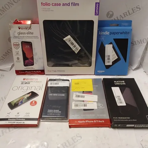 BOX OF APPROXIMATELY 20 ASSORTED TABLET & SMARTPHONE PROTECTIVE ACCESSORIES TO INCLUDE CASES, SCREEN PROTECTORS, TABLET COVERS ETC 