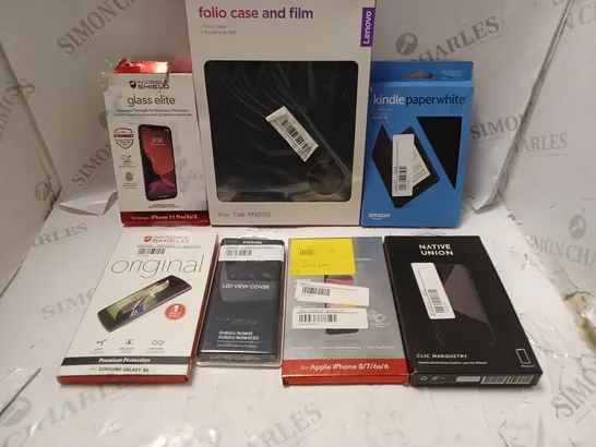 BOX OF APPROXIMATELY 20 ASSORTED TABLET & SMARTPHONE PROTECTIVE ACCESSORIES TO INCLUDE CASES, SCREEN PROTECTORS, TABLET COVERS ETC 