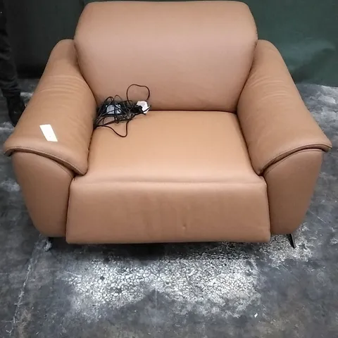 QUALITY ITALIAN DESIGNER POWER RECLINER ARMCHAIR IN RUST ORANGE LEATHER