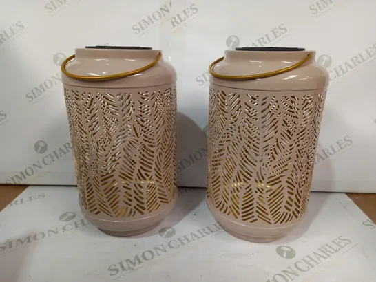 GARDEN REFLECTIONS SET OF 2 PATTERNED SOLAR LANTERNS