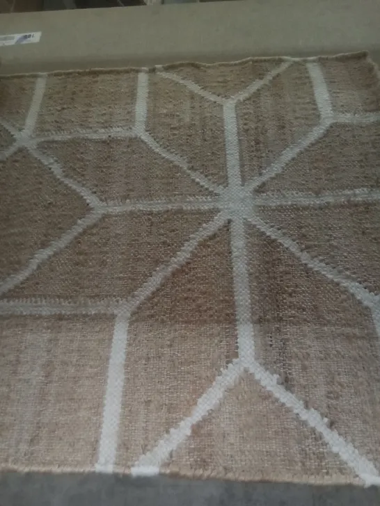 HANDWOVEN BEIGE GEOMETRIC NATURAL RUG 60X240CM