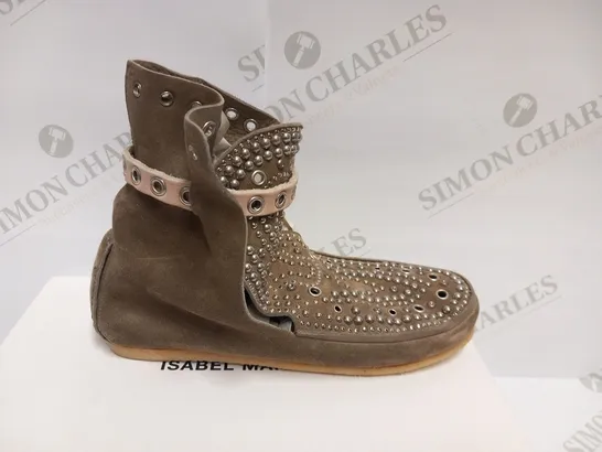 BOXED PAIR OF ISABEL MARANT MORLEY STUDDED SHOES TAUPE SIZE 37