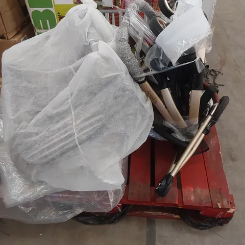 PALLET OF ASSORTED INCOMPLETE PRAM/STROLLER PARTS 