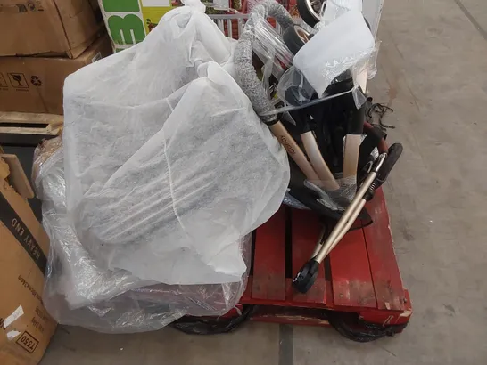 PALLET OF ASSORTED INCOMPLETE PRAM/STROLLER PARTS 