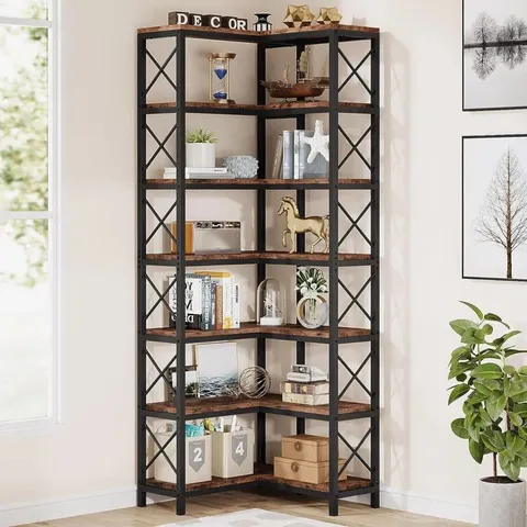 BOXED AIZLYNN 200CM H X 60CM W IRON CORNER BOOKCASE (1 BOX)