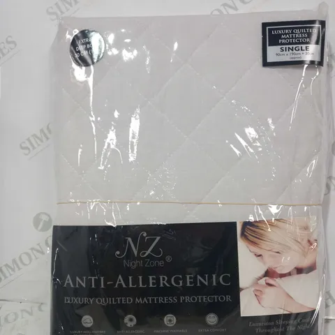 NIGHT ZONE ANTI-ALLERGENIC LUXURY QUILTED MATTRESS PROTECTOR - SINGLE