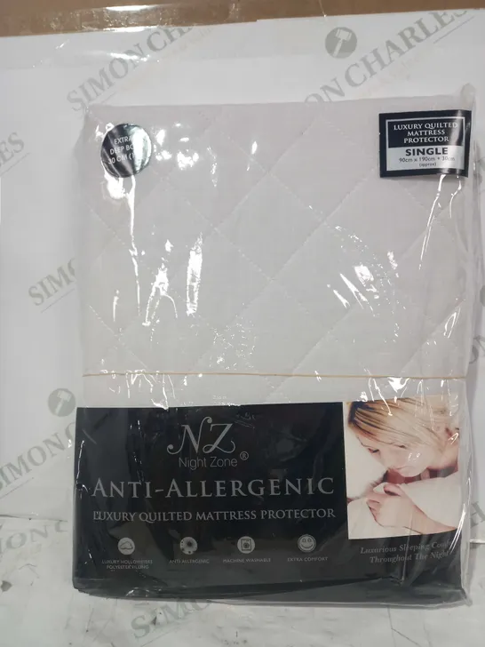 NIGHT ZONE ANTI-ALLERGENIC LUXURY QUILTED MATTRESS PROTECTOR - SINGLE