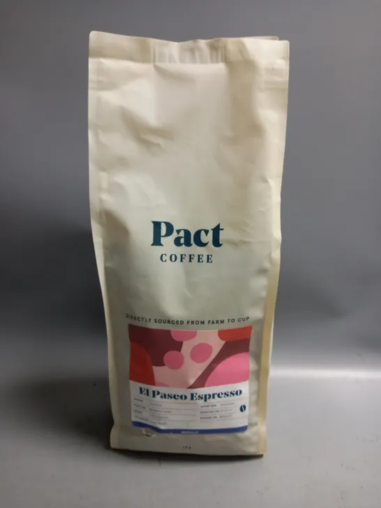 1KG BAG OF PACT COFFEE EL PASEO ESPRESSO BEANS