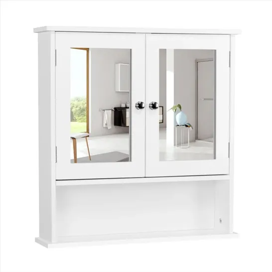 BOXED YAHEETECH 561mm X 580mm MIRRORED WALL MOUNTED CABINET - WHITE (1 BOX)