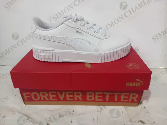 BOXED PAIR OF PUMA CARINA 2.0 PS SHOES IN WHITE/SILVER COLOUR UK SIZE 2