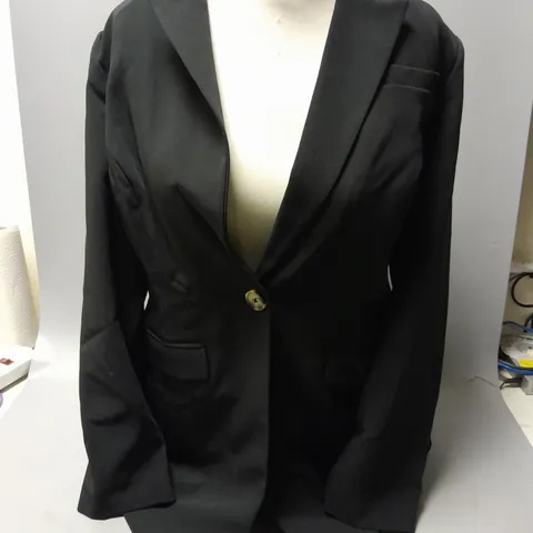 HEN DE JIFI BUTTON FRONT BLAZER IN BLACK SIZE 14