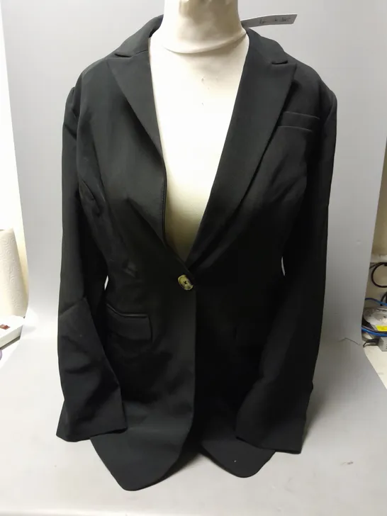 HEN DE JIFI BUTTON FRONT BLAZER IN BLACK SIZE 14