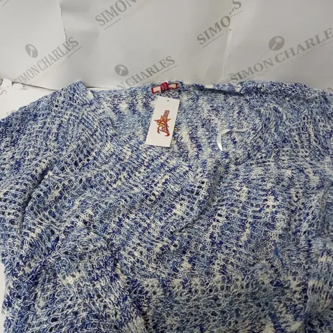 JOE BROWNS KNITTED JUMPER IN BLUE/WHITE UK SIZE 10