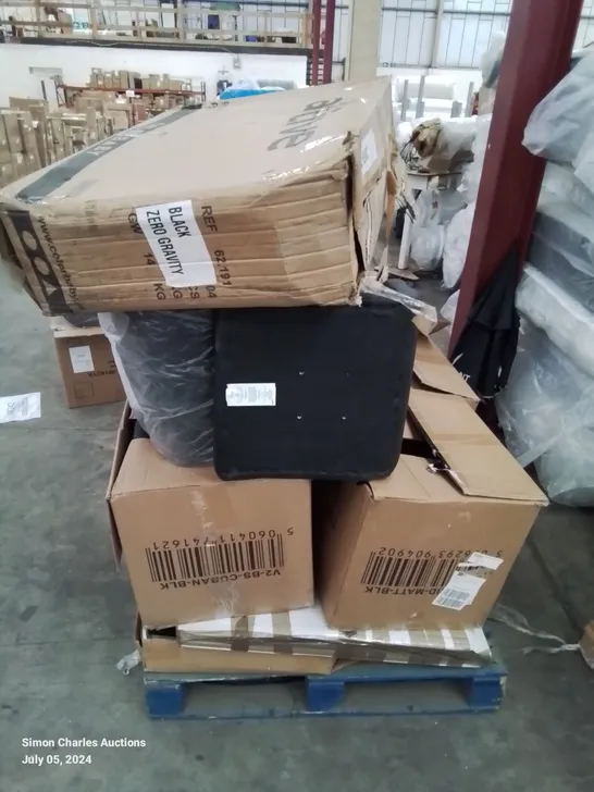 PALLET OF MIXED VARIOUS FURNITURE PARTS AND CHAIRS