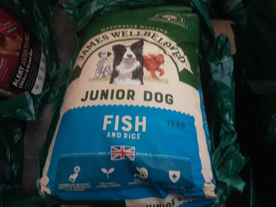 7 ASSORTED BAGS OF ANIMAL FEED TO INCLUDE; JAMES WELLBELOVED JUNIOR DOG 