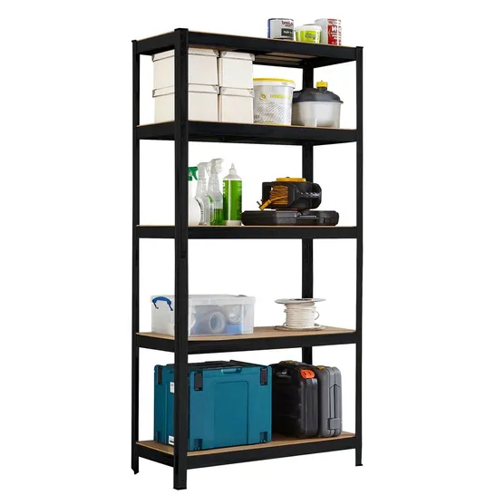 BOXED NEO 5-TIER METAL SHELVING UNIT - BLACK