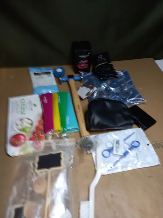 BOX OF ASSORTED ITEMS TO INCLUDE CAR FRESHNERS, WALLETS AND MEDICAL EQUITMENT